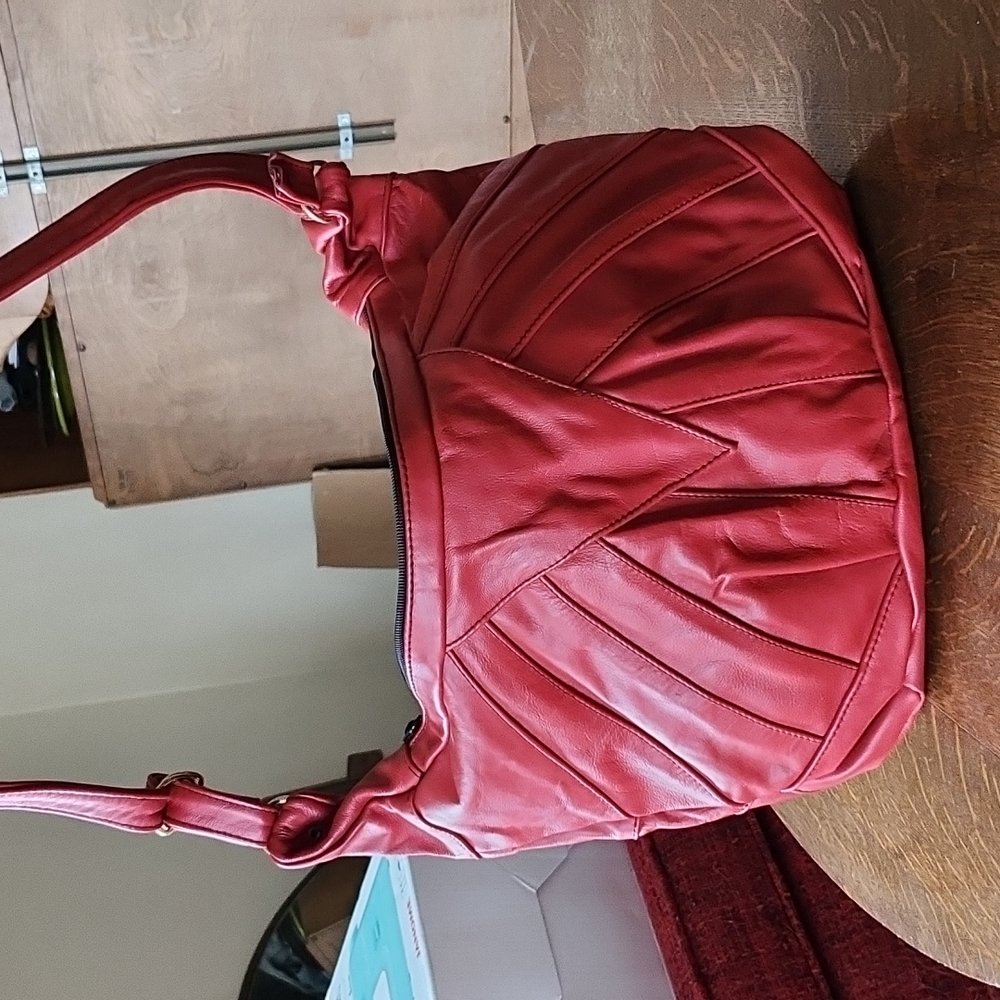 Vintage Red Purse Boho Hippie Leather or Pleather